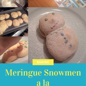 Baking Meringue Snowmen a la Big Cook Little Cook - Sensational Learning with Penguin #bakingwithkids #snowman #kitchenfun #cooking Have fun baking these with your kids!