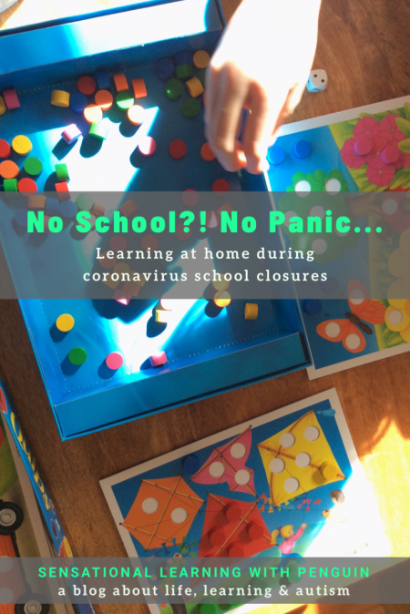 No School?! No Panic... Learning at home during coronavirus school closures. #homeschooling #homeeducation #homelearning #specialneeds sensationallearningwithpenguin.com